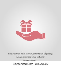 Hand and gift icon