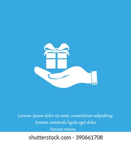 Hand and gift icon