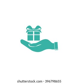 Hand and gift icon