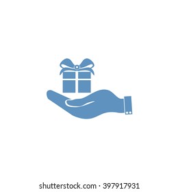 Hand and gift icon