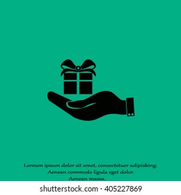 Hand and gift icon