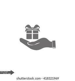 Hand and gift icon