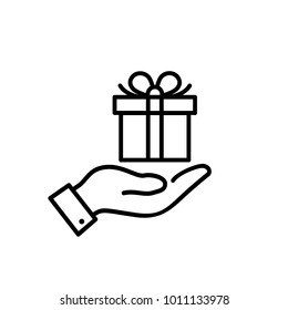 Hand With Gift Icon Vector
