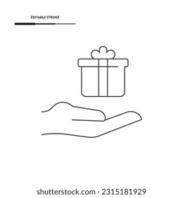 Diseño de vectores de iconos de mano y regalo.