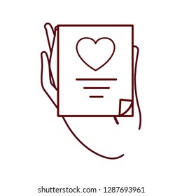 hand with gift list isolated icon