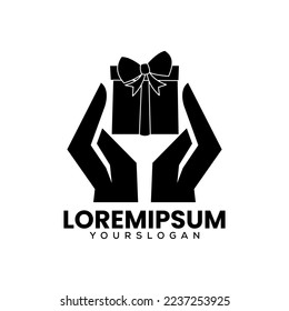 hand gift logo design  template vector