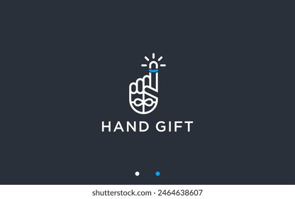 hand gift logo design vector silhouette illustration