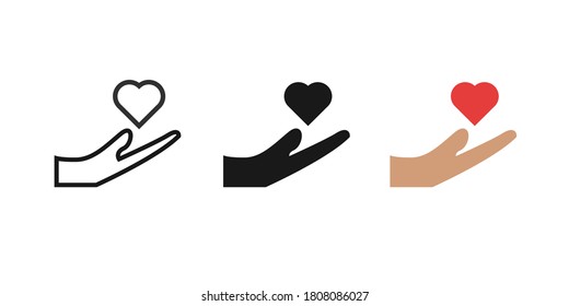 Hand gift love icon vector sign isolated on white background illustration for graphic and web design. eps 10