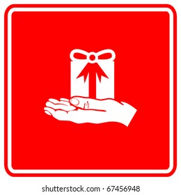 hand with gift sign
