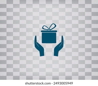 Icono de Vector de mano y regalo. Caja de regalo.