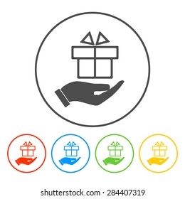 hand and gift vector icon. EPS 10