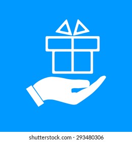 hand and gift vector icon. EPS 10