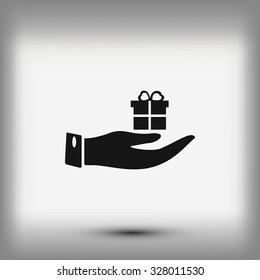 Hand and gifts icon