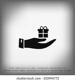 Hand and gifts icon