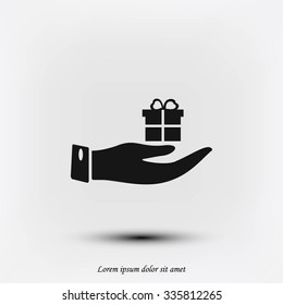 Hand and gifts icon