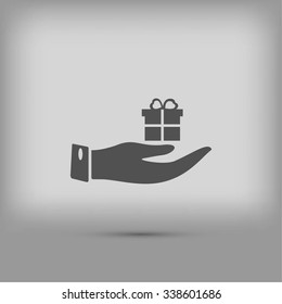 Hand and gifts icon