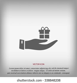 Hand and gifts icon