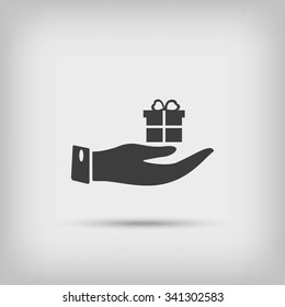 Hand and gifts icon