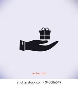 Hand and gifts icon