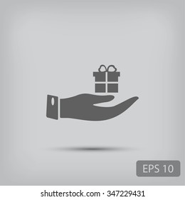 Hand and gifts icon