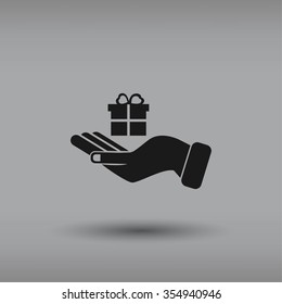 Hand and gifts icon