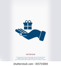 Hand and gifts icon