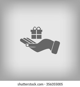 Hand and gifts icon