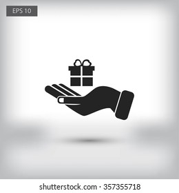 Hand and gifts icon
