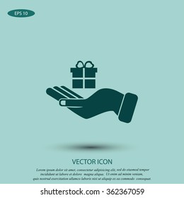 Hand and gifts icon