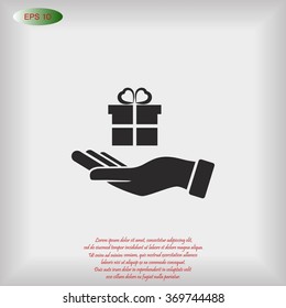 Hand and gifts icon