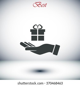 Hand and gifts icon