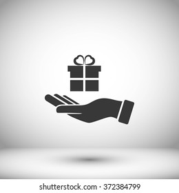Hand and gifts icon