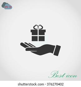 Hand and gifts icon