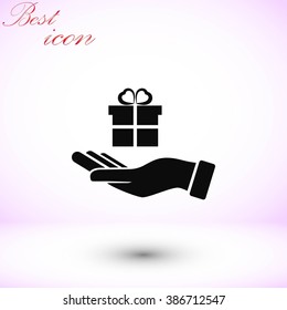 Hand and gifts icon