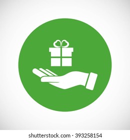 Hand and gifts icon