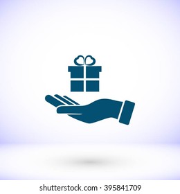 Hand and gifts icon
