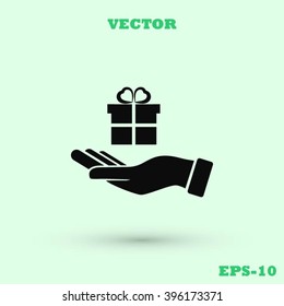 Hand and gifts icon