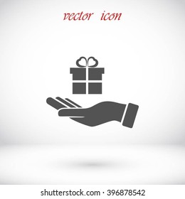 Hand and gifts icon
