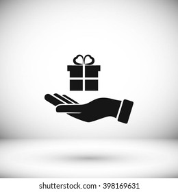Hand and gifts icon