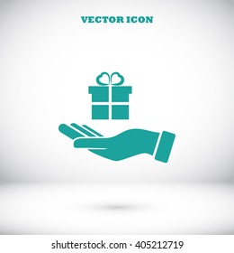 Hand and gifts icon