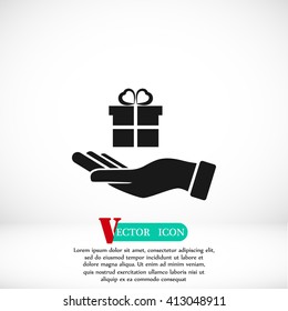 Hand and gifts icon