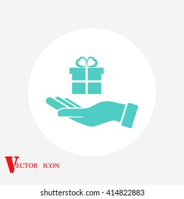 Hand and gifts icon