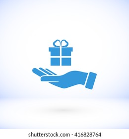 Hand and gifts icon