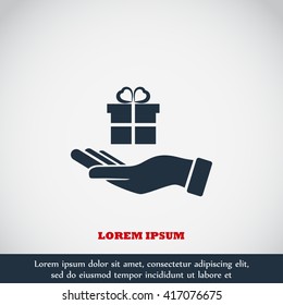 Hand and gifts icon