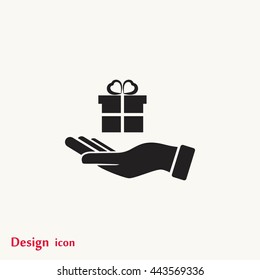 Hand and gifts icon