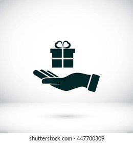 Hand and gifts icon