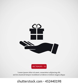 Hand and gifts icon