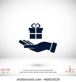 Hand and gifts icon