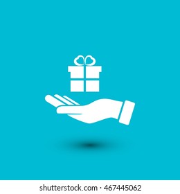 Hand and gifts icon