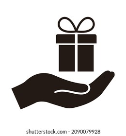 Hand and gifts icon, flat design best vector icon